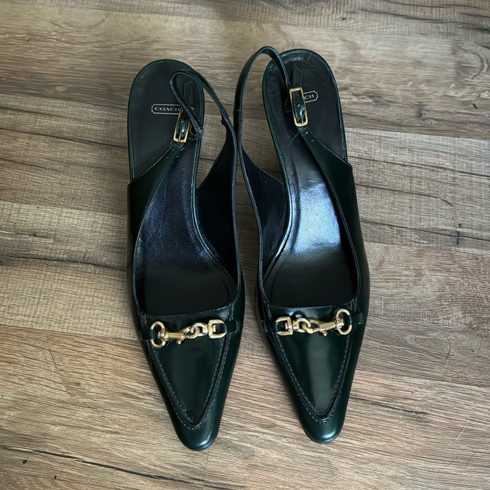 Coach sling back heels - dark green - size 7.5